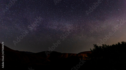 Panorama of the Milky Way in the mountains