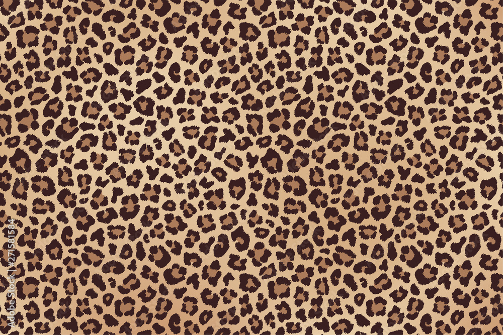 Leopard spotted beige brown fur texture. Vector