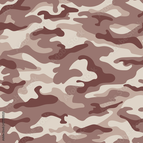 Military camouflage seamless pattern, pink brown color. Vector