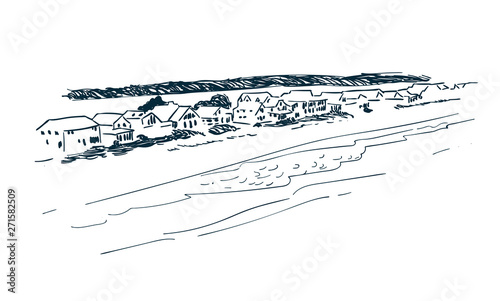 vector sketch landscape line illustration skyline art