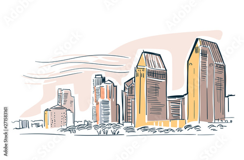San Diego USA city vector sketch landscape line illustration skyline