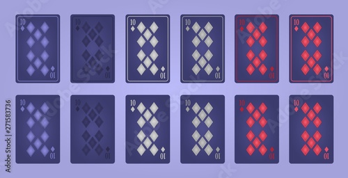 Ten of diamonds. Deck in the USA flag colors for the Independence Day photo