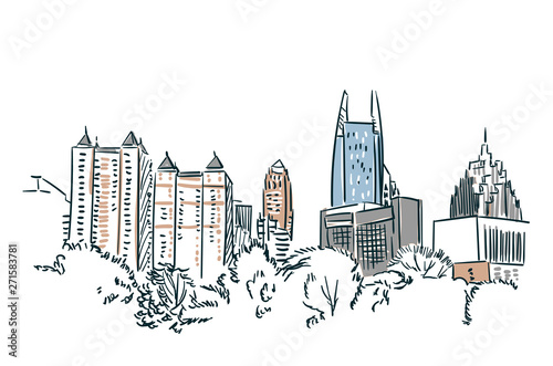 Atlanta USA sketch vector city line art