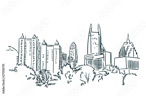 Atlanta USA sketch vector city line art