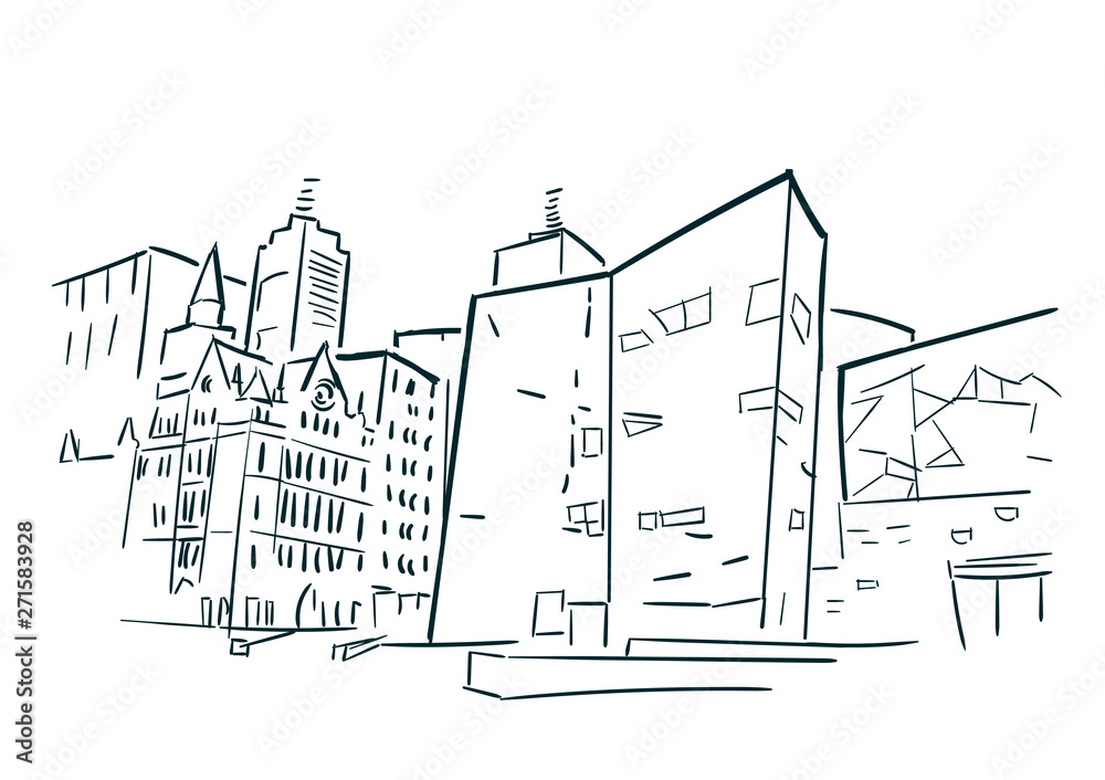 Melbourne Australia sketch vector city clip art