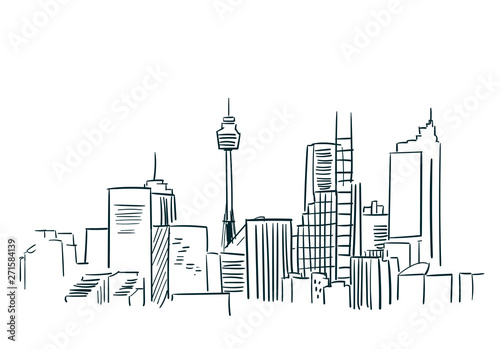 Sidney Australia sketch vector city line art