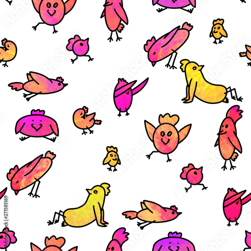 bright cheerful seamless pattern of funny birds