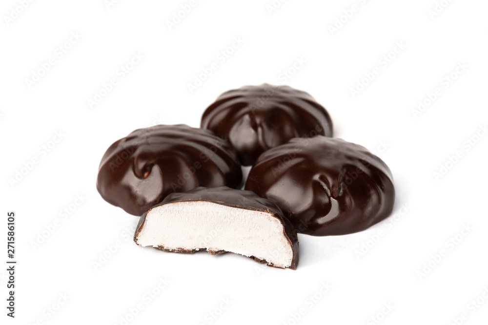 Chocolate marshmallow isolated on white background. Chocolate marshmallow isolated on white background.