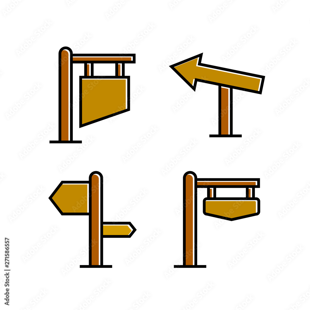 wood signboard, signage and signpost vector, brown theme wood signboard, signage and signpost vector, brown theme