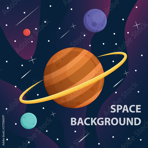 saturn and planet in space galaxy background,vector banner