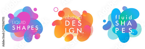 Set of trendy abstract compositions with flowing liquid shapes and geometric elements.Dynamic fluid shapes.Abstract templates perfect for prints; flyers; banners; presentations; covers; logos and more