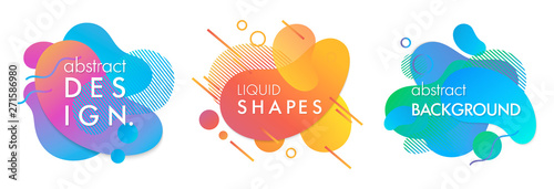 Set of trendy abstract compositions with flowing liquid shapes and geometric elements.Dynamic fluid shapes.Abstract templates perfect for prints; flyers; banners; presentations; covers; logos and more