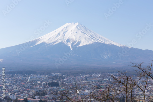 Fuji mountain and city in the morning