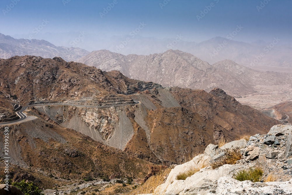 Fototapeta premium The mountain road serpentine near Taif, Saudi Arabia