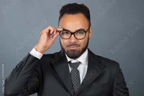 Handsome cheerful african american executive business man