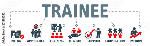 Banner trainee program vector illustration concept with icons