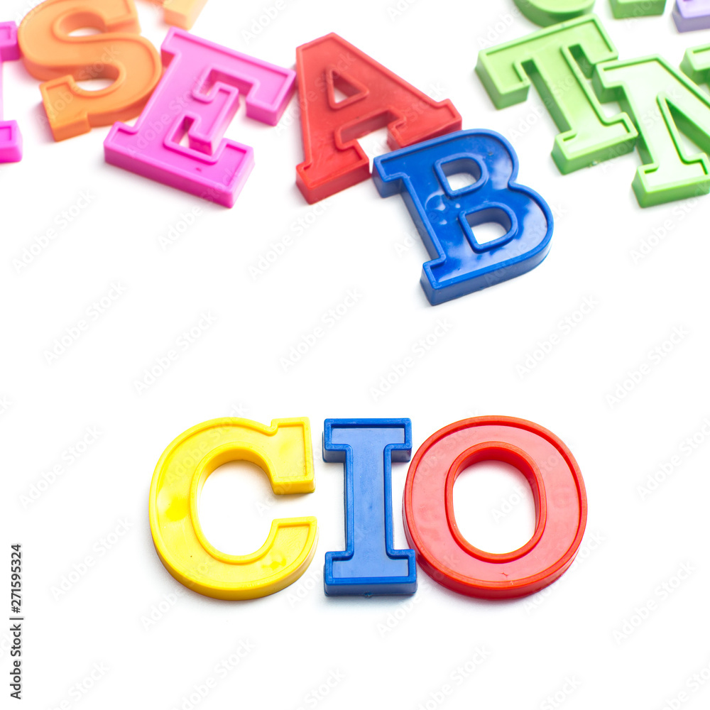 Heap of plastic colored alphabet letters close up. CIO Heap of plastic colored alphabet letters close up. CIO