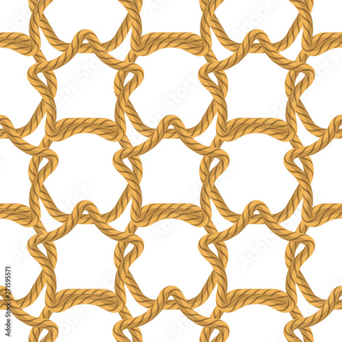 Rope Seamless Pattern on White Background. Rope Texture