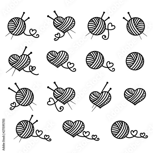 Knitting, beautiful vector icon set