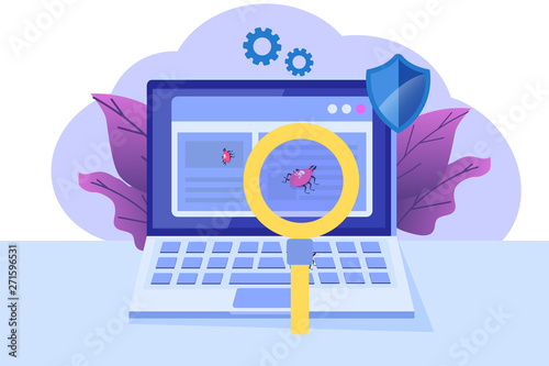 Software or application flat vector concept.  Debugging development process. Vector illustration.