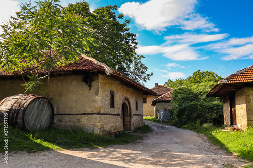 Wine cellars in old rustic vintage houses in Rajacke pimnice near the village Rajac in Negotin region of Serbia photo