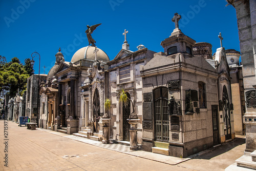 Stampa su tela Old mausoleums in the famous Recoleta Cemetery in Buenos Aires Argentina