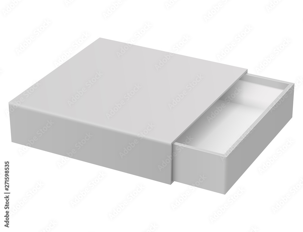 Slider box. Gray blank open box mock up Slider box. Gray blank open box mock up