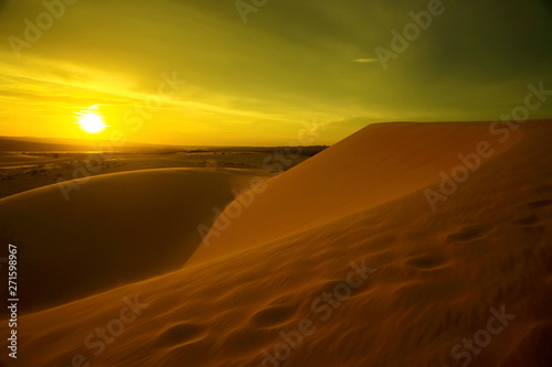 Desert at sunset in the evening