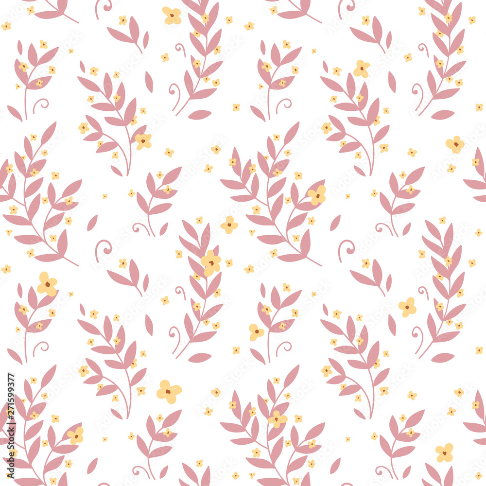 Seamless pattern background, pink orange leaves and flowers Seamless pattern background, pink orange leaves and flowers
