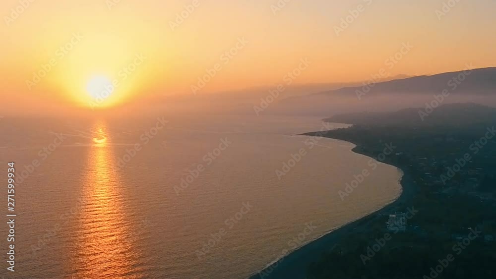 Aerial view of the sea landscape with a beautiful sunset. New Athos, Abkhazia Aerial view of the sea landscape with a beautiful sunset. New Athos, Abkhazia
