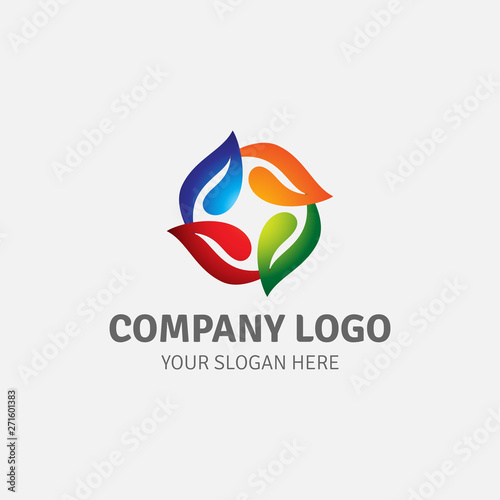 MODERN COLORFUL LEAF LOGO COMPANY VECTOR