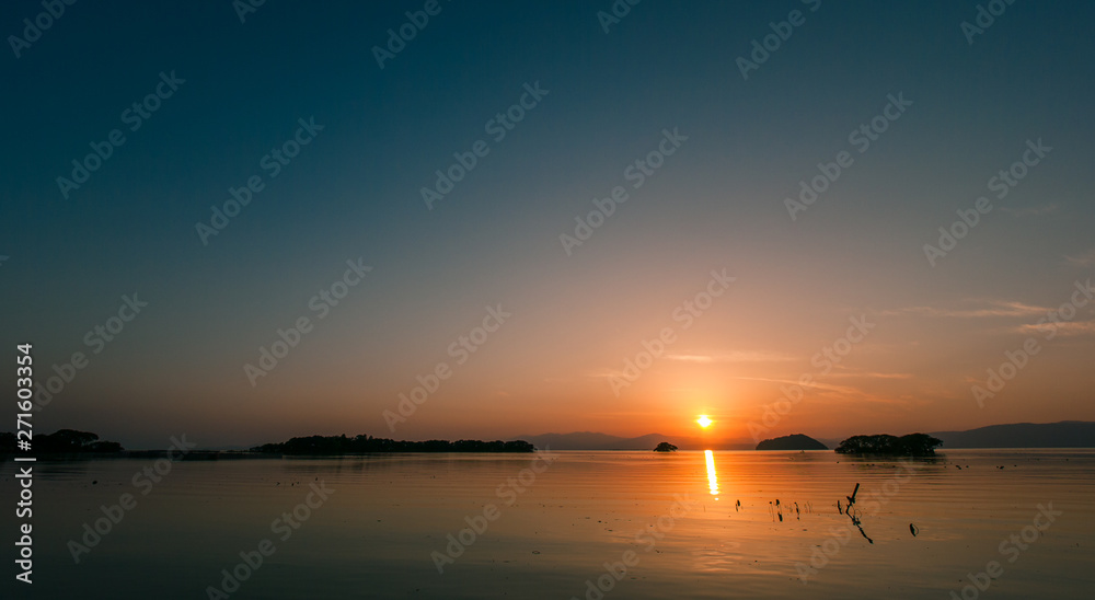 琵琶湖の綺麗な夕焼け