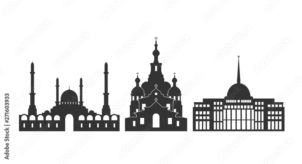 Kazakhstan logo. Isolated Kazakh architecture on white background