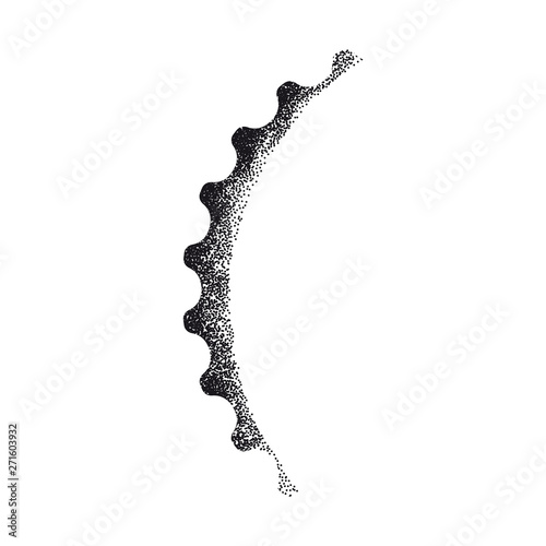 Vector tattoo on leg - black mountain bike chainring. Isolated on white backround.