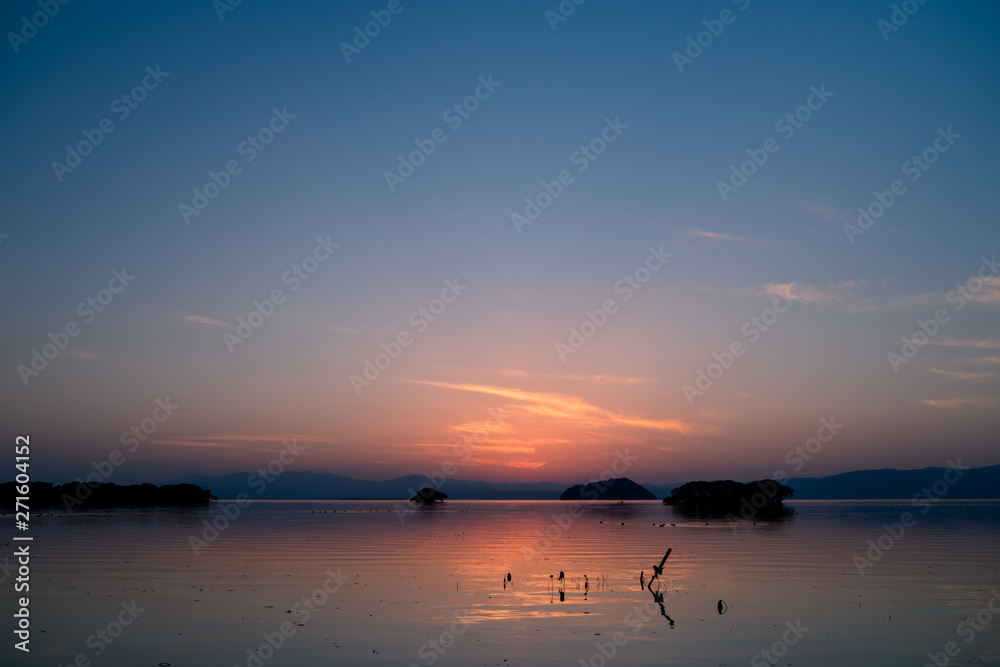 琵琶湖の綺麗な夕焼け 琵琶湖の綺麗な夕焼け