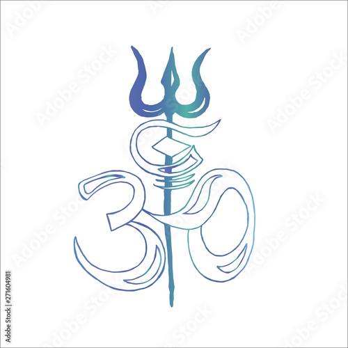 Gradient illustration of Ohm and Shiva's trident. photo