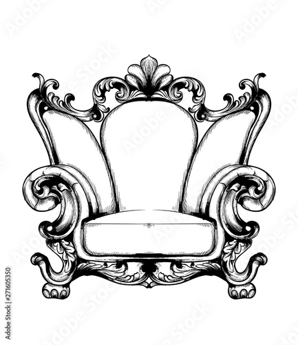 Rich baroque armchair Vector. Imperial style furniture. Vintage designs