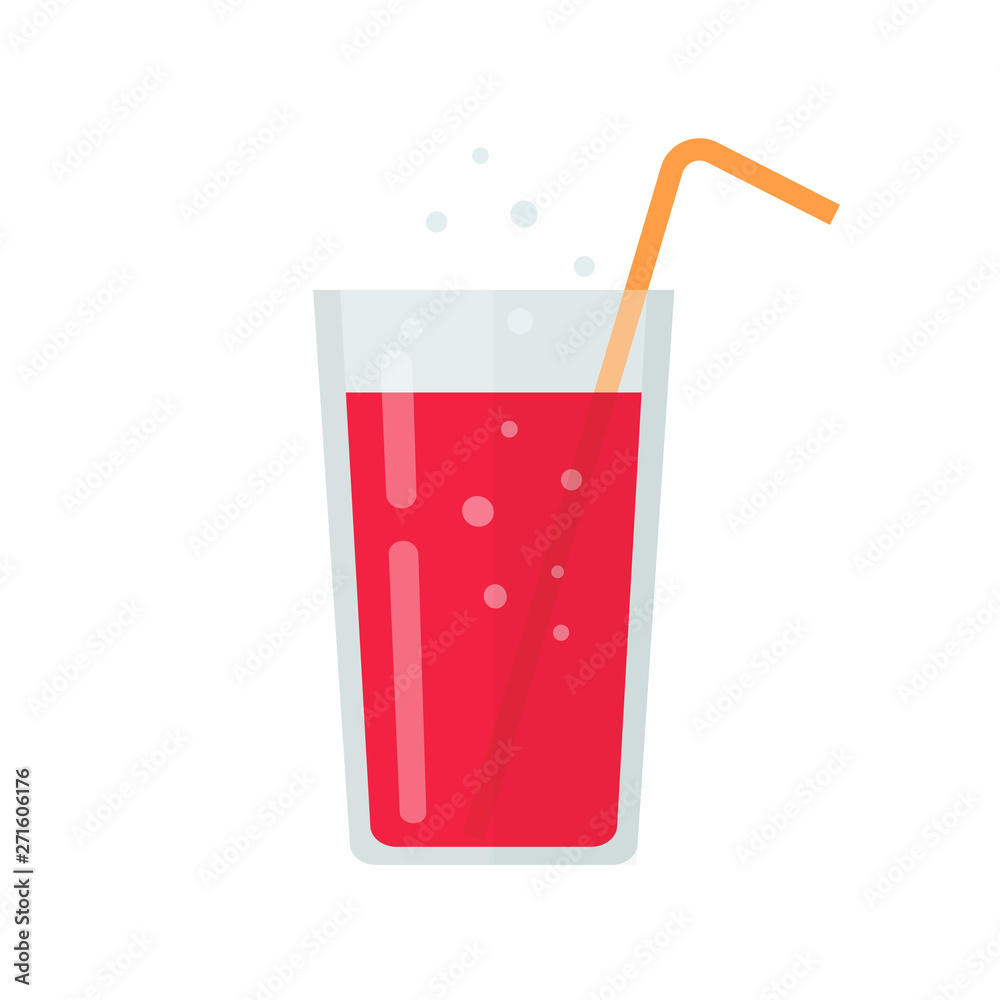 Fresh glass of fruit juice or smoothie vector illustration, flat cartoon beverage cocktail icon isolated on white clipart Fresh glass of fruit juice or smoothie vector illustration, flat cartoon beverage cocktail icon isolated on white clipart