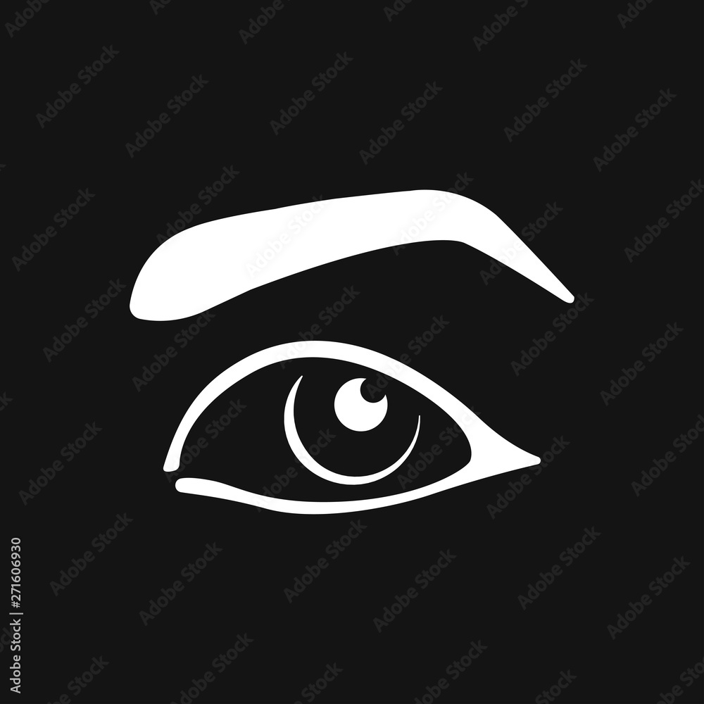 Beautiful eye icon with eyebrow brush for logo Beautiful eye icon with eyebrow brush for logo
