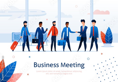 Business Meeting Airport Terminal Man Shake Hand