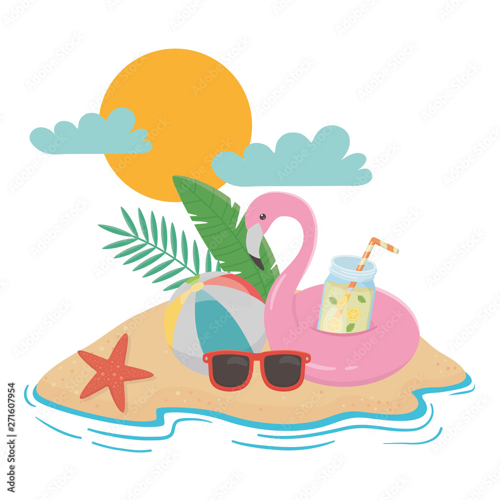 Summer and vacation icon set design Summer and vacation icon set design