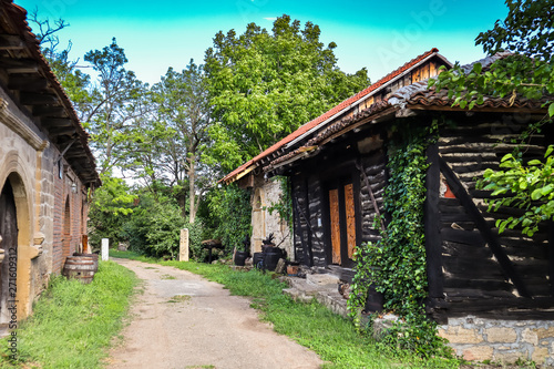 Wine cellars in old rustic vintage houses in Rogljevacke pimnice near the village Rogljevo in Negotin region of Serbia