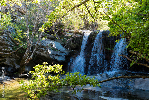 Waterfalls of Pythara in Andros island, Cyclades, Greece