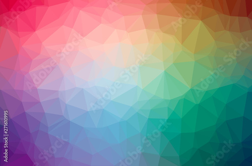Illustration of abstract Blue, Yellow And Red horizontal low poly background. Beautiful polygon design pattern.