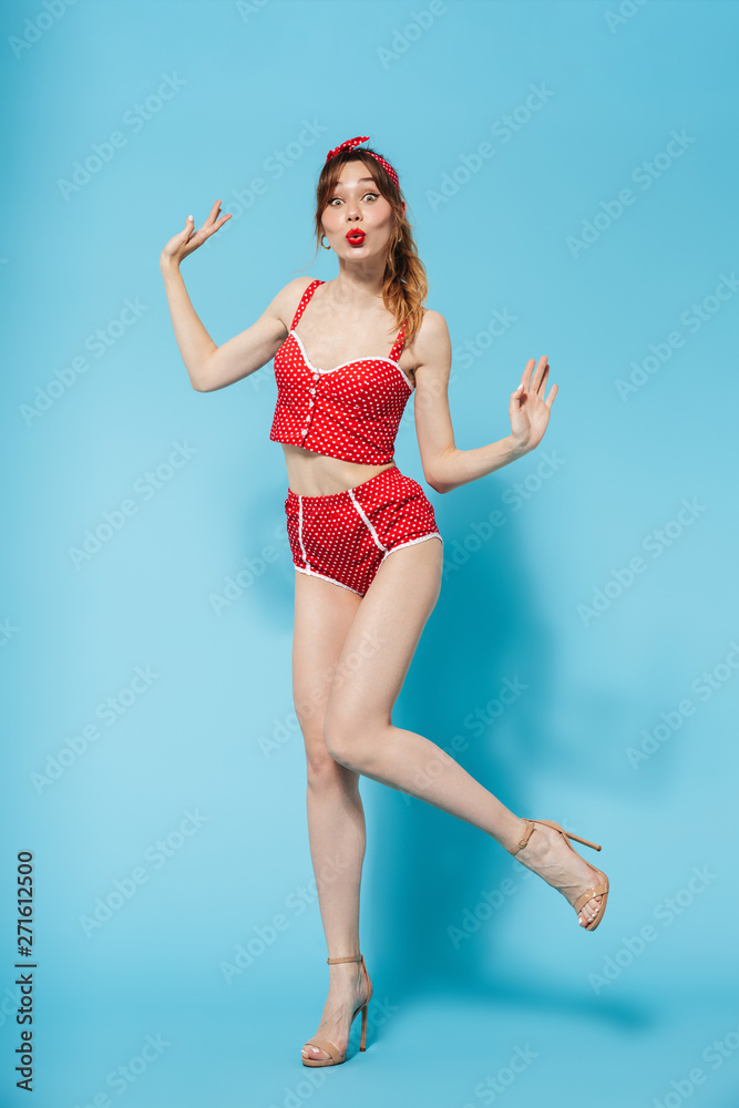 Attractive young slim woman wearing swimsuit Attractive young slim woman wearing swimsuit