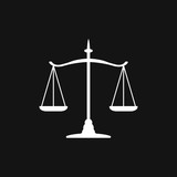 Scales of justice icon logo, illustration, vector sign symbol for design