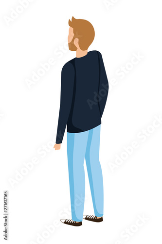 young man with beard back character