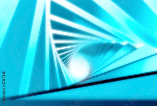 Fototapeta Naklejka Na Ścianę i Meble -  Abstract twisted glowing blue tunnel