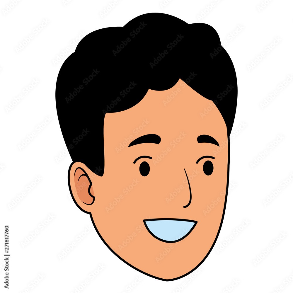 Young man smiling face cartoon