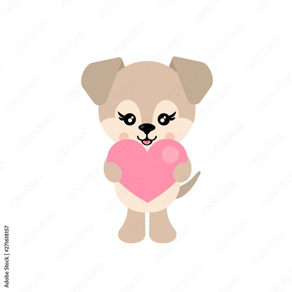 cartoon cute dog with heart